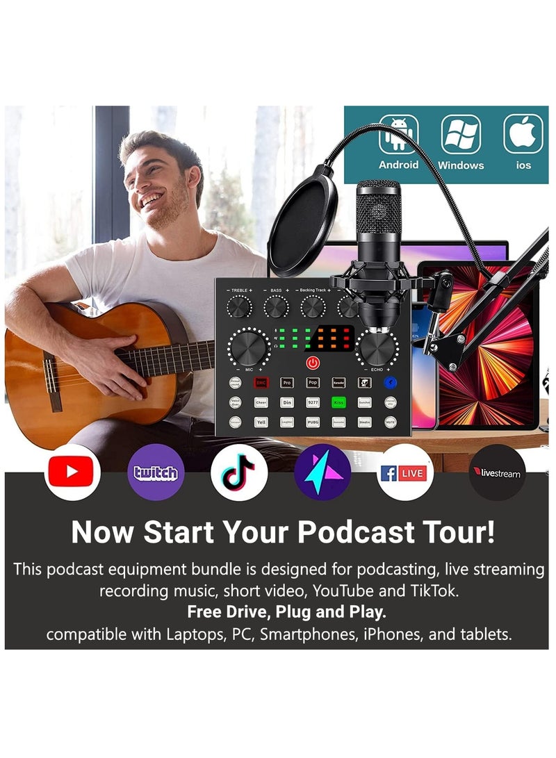 Live Broadcast Sound Card, Dual Channel, Improve Live Stream Sound Quality, Adjustable Bass and Treble, Two Microphone Ports, Live Sound Card for Karaoke  - Image 4