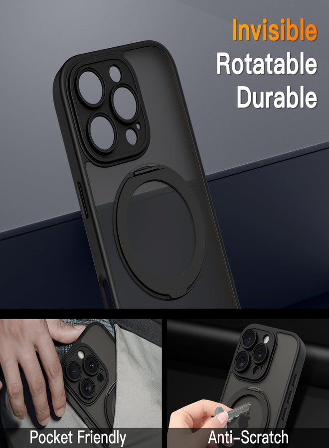 COOLQO Magnetic for iPhone 16 Pro Case with Stand, Compatible with MagSafe, Military Grade Drop Protection, Translucent Matte Scratch-Resistant Back Protective Shockproof Slim Phone Case, Black - Image 4