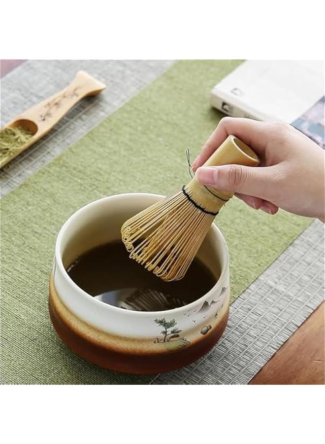 4 Pcs Matcha Set, Japanese Tea Set,Matcha Whisk,Traditional Scoop, Matcha Bowl, Ceramic Whisk Holder,Traditional Matcha Tool Set for Matcha Tea Ceremony