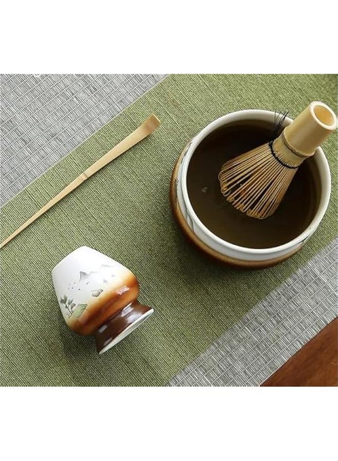 4 Pcs Matcha Set, Japanese Tea Set,Matcha Whisk,Traditional Scoop, Matcha Bowl, Ceramic Whisk Holder,Traditional Matcha Tool Set for Matcha Tea Ceremony