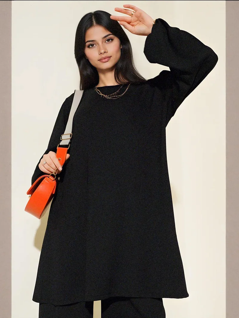 BIG DART BDART Textured Long Sleeve Tunic and Wide Leg Pants Set