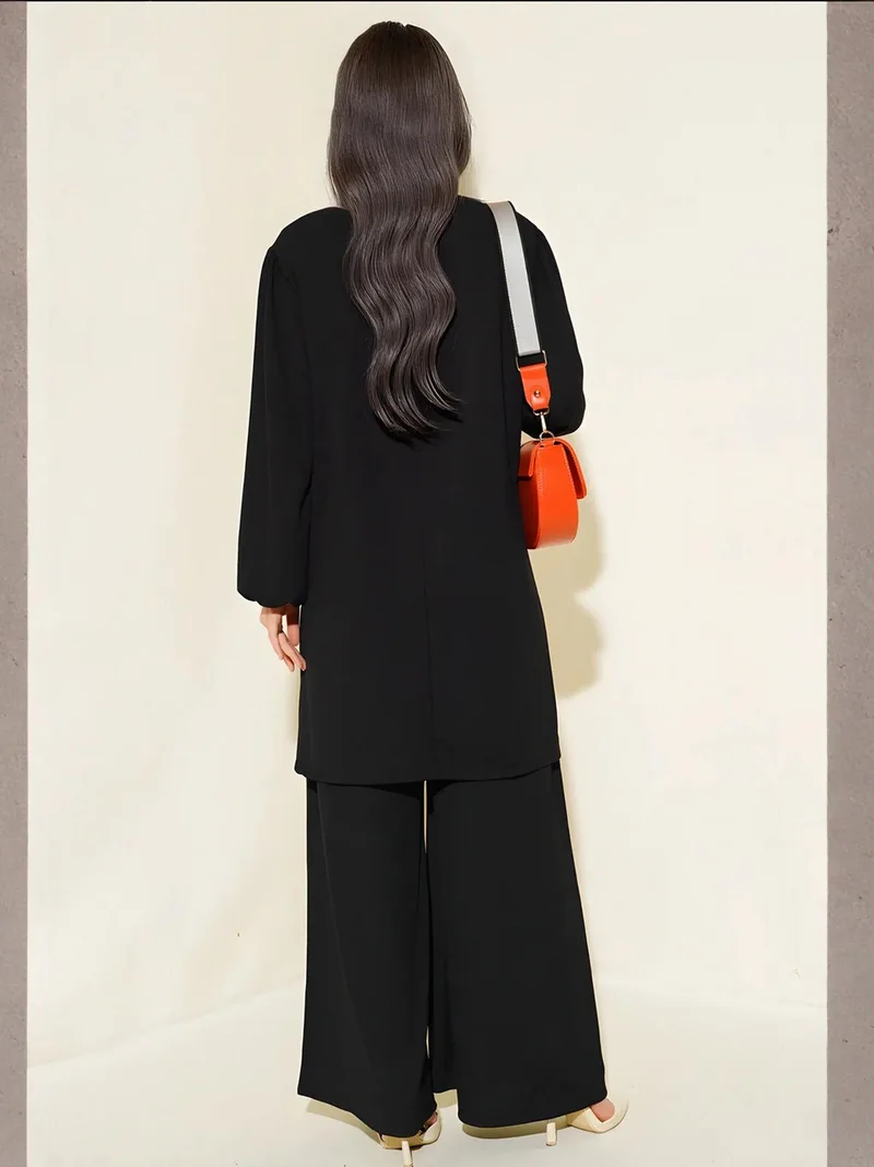 BIG DART BDART Textured Long Sleeve Tunic and Wide Leg Pants Set
