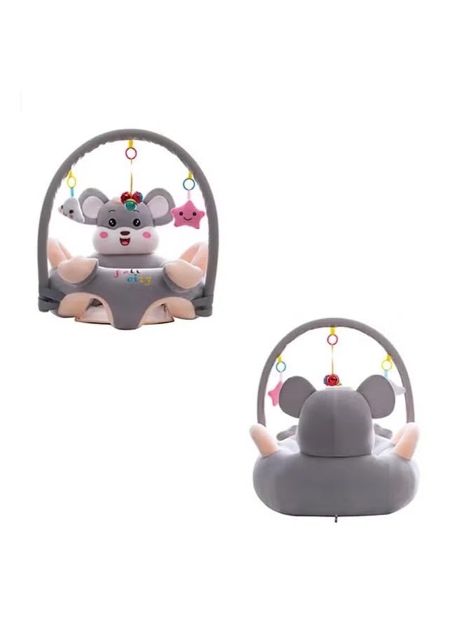 Baby Sofa Learn Sitting Chair With Toys Rack, Nursery Sit Support Plush Seat, Soft Hugging Pillow Cushion, Infant Floor Seats, Non-slip Armchair, Cartoon Animal Design, Gift for Kids Boys Girls  - Image 3