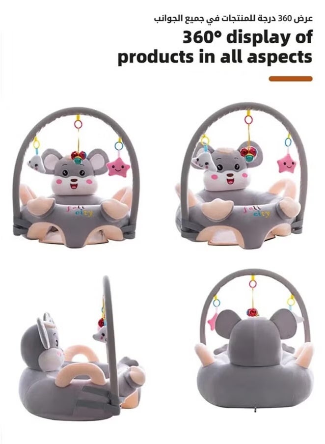 Baby Sofa Learn Sitting Chair With Toys Rack, Nursery Sit Support Plush Seat, Soft Hugging Pillow Cushion, Infant Floor Seats, Non-slip Armchair, Cartoon Animal Design, Gift for Kids Boys Girls  - Image 5