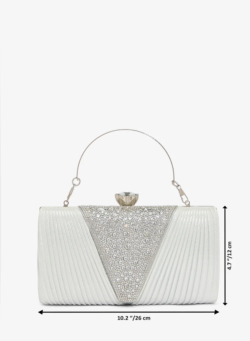 Khizana  Shimmer Embellished Detail Clutch With Top Handle for Women | Best Price UAE