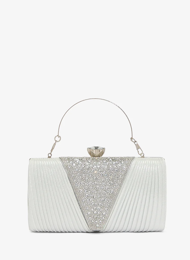 Khizana Shimmer Embellished Detail Clutch With Top Handle