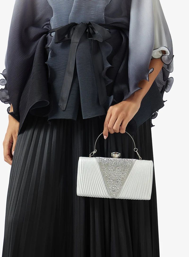 Khizana Shimmer Embellished Detail Clutch With Top Handle