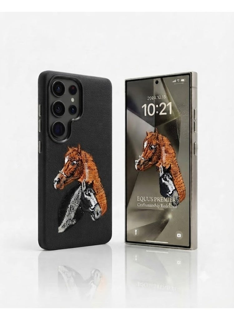 Samsung Galaxy S25Ultra Premium Luxury Leather Case with Embossed Horse Design | Slim Shockproof Protective Back Cover - Image 1