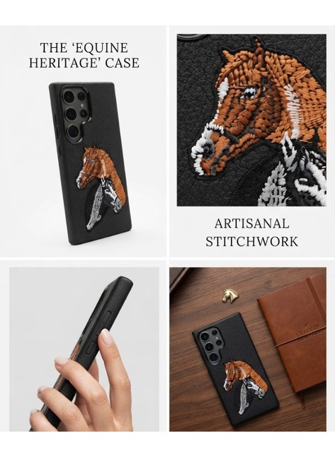 Samsung Galaxy S25Ultra Premium Luxury Leather Case with Embossed Horse Design | Slim Shockproof Protective Back Cover - Image 2