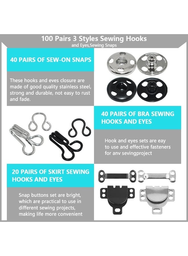 SHAOZHEN 50 Pairs 3 Styles Skirt Hooks and Eyes Sewing Hook, Sewing Snaps Clothing Fixing Tools with Metal Snaps Buttons Fasteners Press Studs for Trousers Skirt Dress Sewing and DIY Crafting, 2 Colors - Image 3