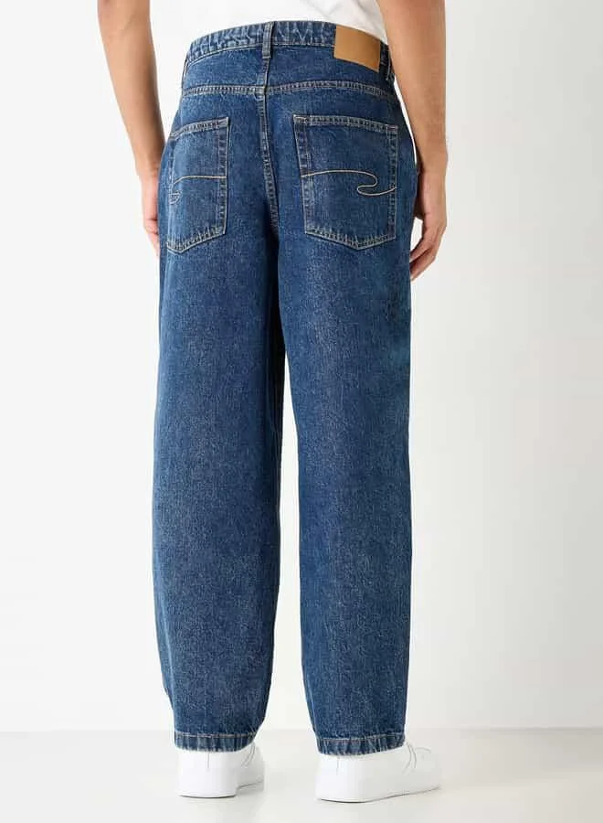 Lee Cooper Lee Cooper Baggy Fit Jeans with Pockets and Button Closure