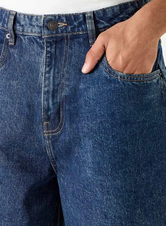 Lee Cooper Lee Cooper Baggy Fit Jeans with Pockets and Button Closure