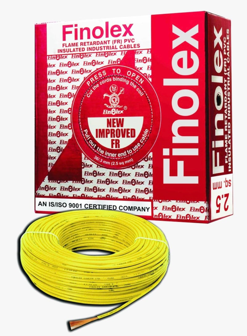 Finolex FR PVC Silver 1.00 SQ.MM Insulated Wire for Industrial & Domestic Use | Home Electric Wires | Yellow Color 90 Meter - Image 5