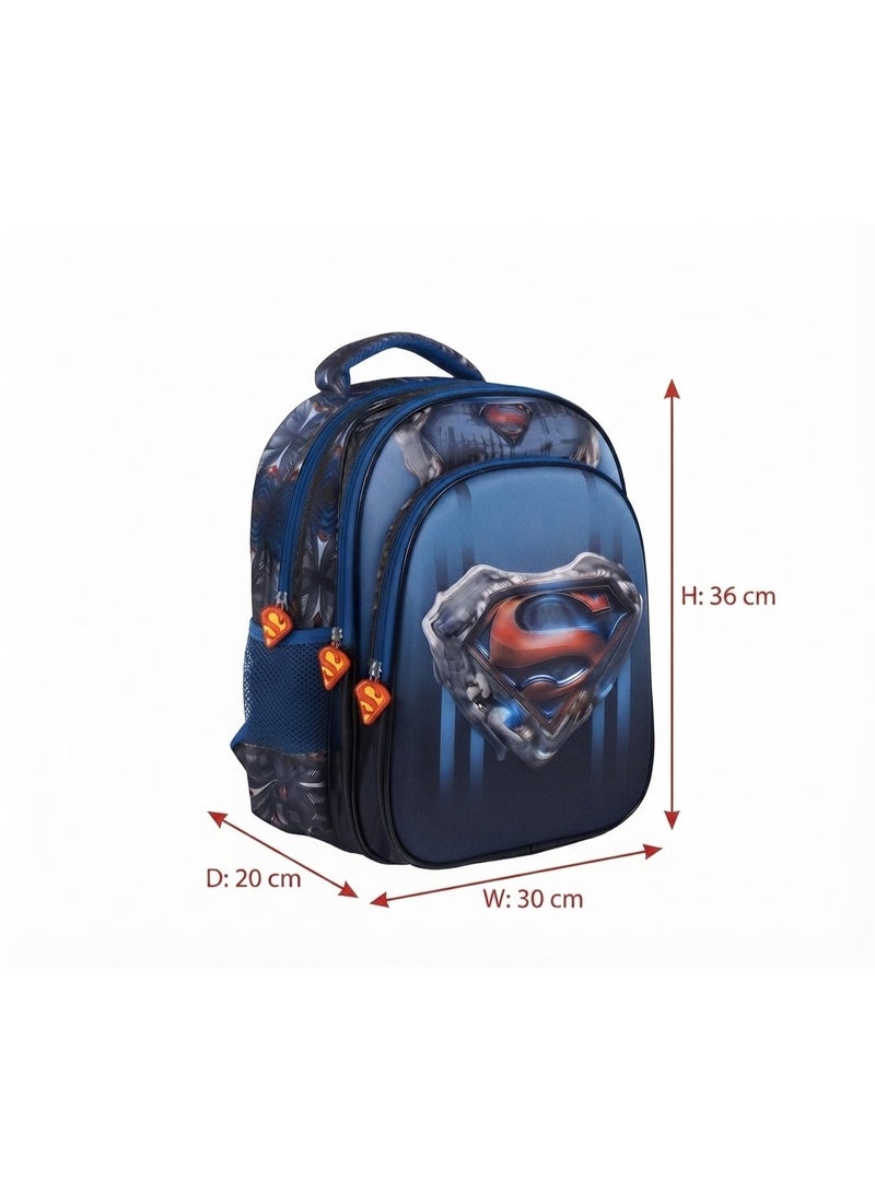 SUPERMAN Boys school backpack bag with 3D superman print,36x30x20 cm - Image 3