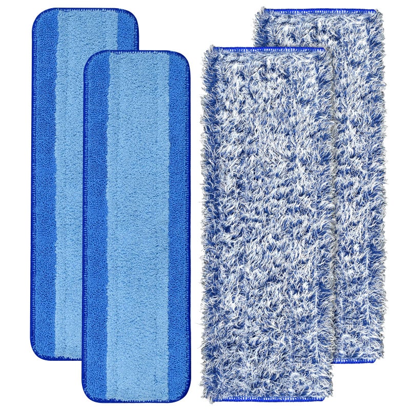 DLAIMI 4 Pack Microfiber Cleaning Pad for Bona Mop Safe for Hardwood & Hard Surface Floors Dry Wet Floor Cleaning - Includes 2 Microfiber Cleaning Pad and 2 Dusting Pad - Microfiber Mop Pads for 18Inch Mop - Image 1