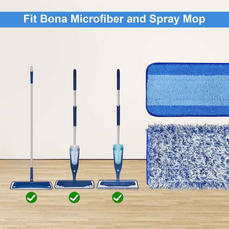 DLAIMI 4 Pack Microfiber Cleaning Pad for Bona Mop Safe for Hardwood & Hard Surface Floors Dry Wet Floor Cleaning - Includes 2 Microfiber Cleaning Pad and 2 Dusting Pad - Microfiber Mop Pads for 18Inch Mop - Image 4