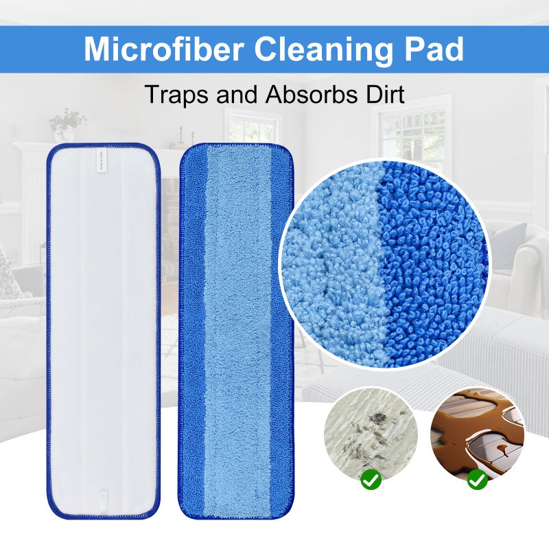 DLAIMI 4 Pack Microfiber Cleaning Pad for Bona Mop Safe for Hardwood & Hard Surface Floors Dry Wet Floor Cleaning - Includes 2 Microfiber Cleaning Pad and 2 Dusting Pad - Microfiber Mop Pads for 18Inch Mop - Image 2