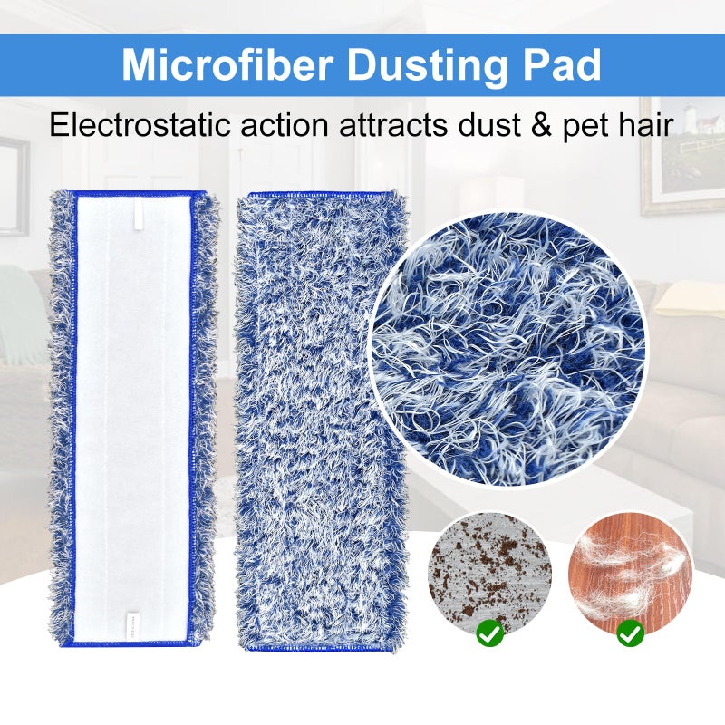 DLAIMI 4 Pack Microfiber Cleaning Pad for Bona Mop Safe for Hardwood & Hard Surface Floors Dry Wet Floor Cleaning - Includes 2 Microfiber Cleaning Pad and 2 Dusting Pad - Microfiber Mop Pads for 18Inch Mop - Image 3