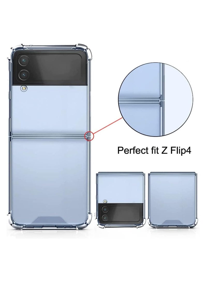 ELTRAZONE حافظة شفافة لسامسونج جالاكسي زد فليب 4، غطاء هاتف رقيق شفاف من TPU ناعم + ظهر PC صلب مع حماية ضد الصدمات والخدوش بزاوية مطاطية ثقيلة - Image 3