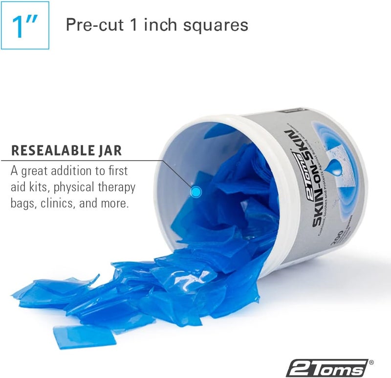 2Toms Skin-On-Skin Hydrogel Squares for Blisters, Chafing, Stings, Irritations, and Pain Relief, 200 1-Inch Squares - Image 5