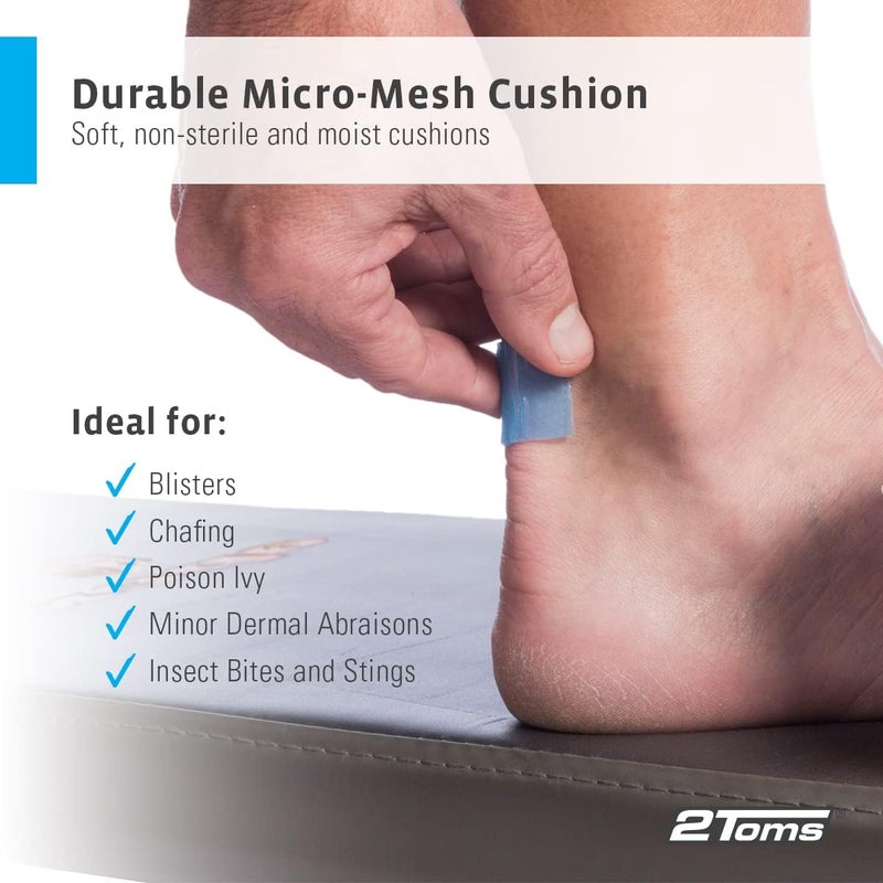 2Toms Skin-On-Skin Hydrogel Squares for Blisters, Chafing, Stings, Irritations, and Pain Relief, 200 1-Inch Squares - Image 3