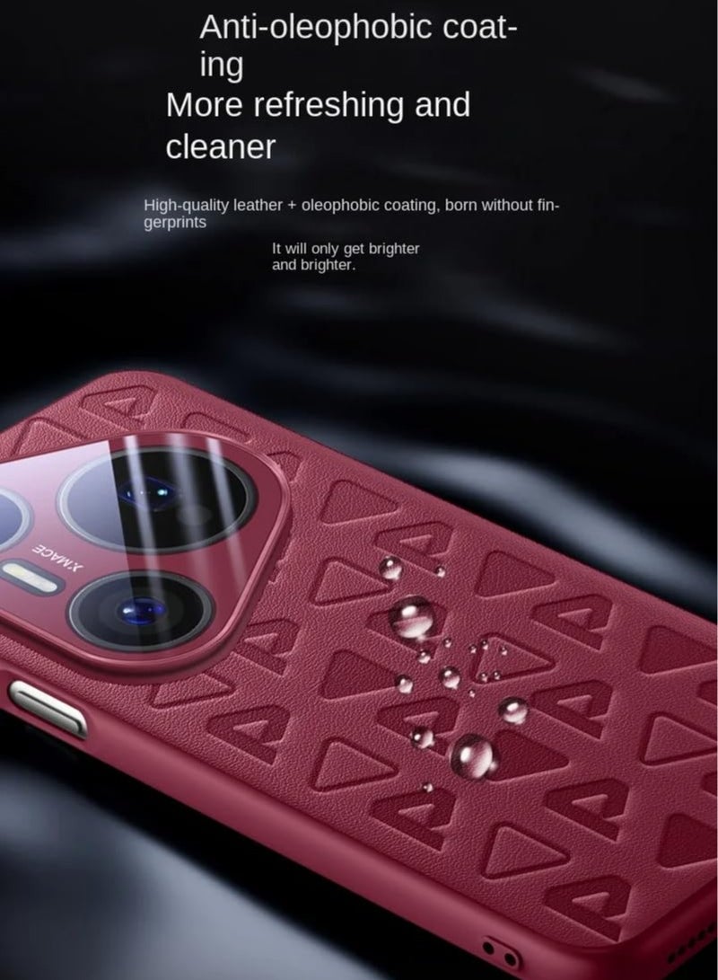 general Case Compatible with Huawei Pura 80 Ultra, Plain Leather Case All-Inclusive Lens Camera Protector Soft Edge Bumper Anti-Fingerprint Shockproof Protective Back Cover - Image 3