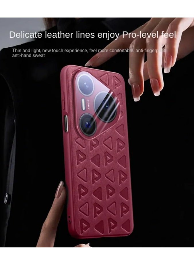 general Case Compatible with Huawei Pura 80 Ultra, Plain Leather Case All-Inclusive Lens Camera Protector Soft Edge Bumper Anti-Fingerprint Shockproof Protective Back Cover - Image 2