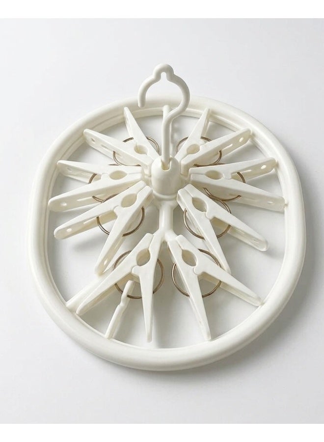 DAISO Antibacterial Washing Hanger with 8-Pinch Clips - Ivory White - Image 4