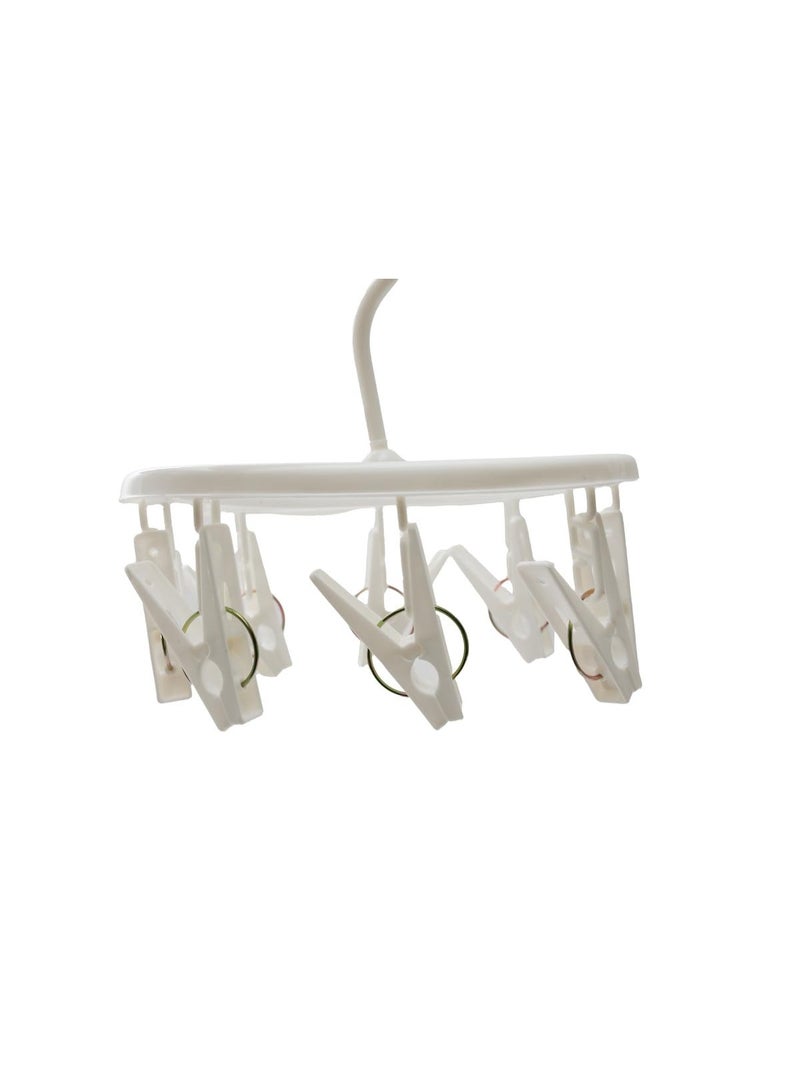 DAISO Antibacterial Washing Hanger with 8-Pinch Clips - Ivory White - Image 2