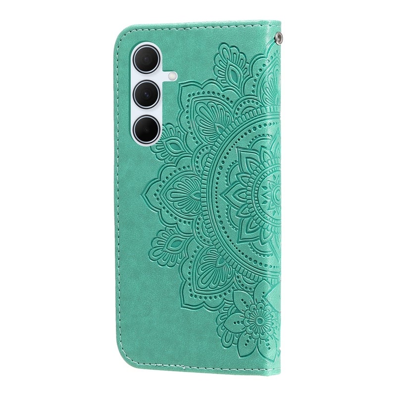 HuHa Protective Cover For Samsung Galaxy A36 5G / A56 5G Seven-petal Flowers Embossing Leather Phone Case(Green) - Image 3