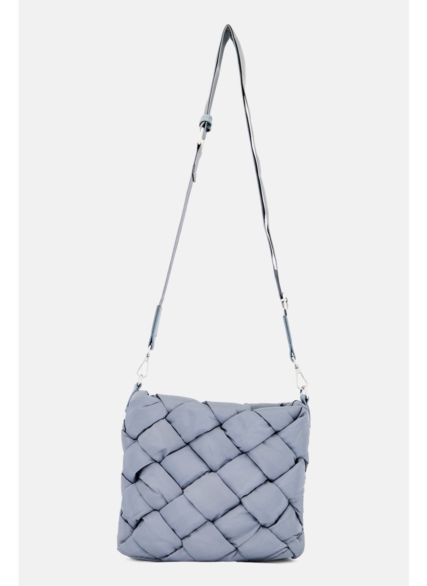 Danskin Women Textured Cross Body Bag 30 L x 22 H x 6 W cm, Sage Grey  - Image 2