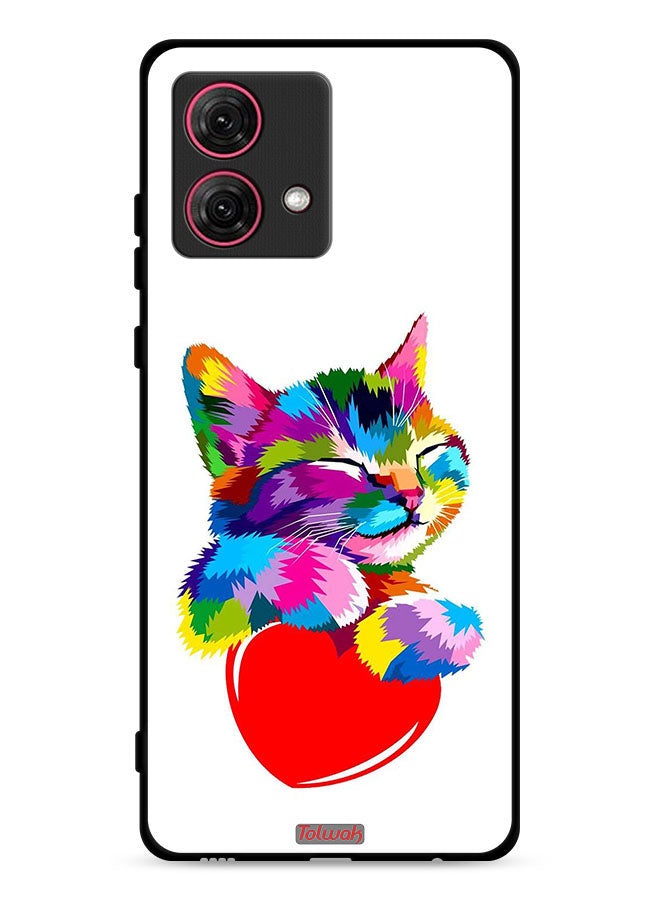Tolwak Motorola Moto G84 5G Protective Case Cover Colourful Kitten - Image 1