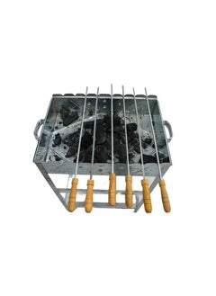Complete grilling set consisting of stainless raised grill + skewers + net + fully handmade hobby