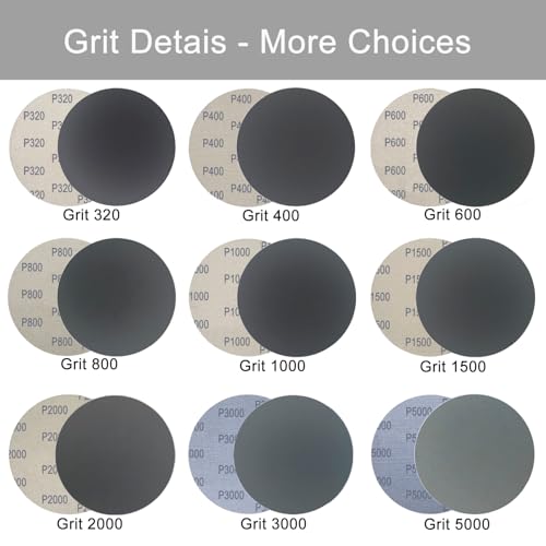 Rvetol 6 Inch 50 Pcs Wet Dry Sanding Discs Hook and Loop, 1000 1500 2000 3000 5000 Assorted Grit Waterproof Sandpaper Silicon Carbide for Random Orbital Sander, Automotive Wood Metal Polishing & Sanding - Image 2