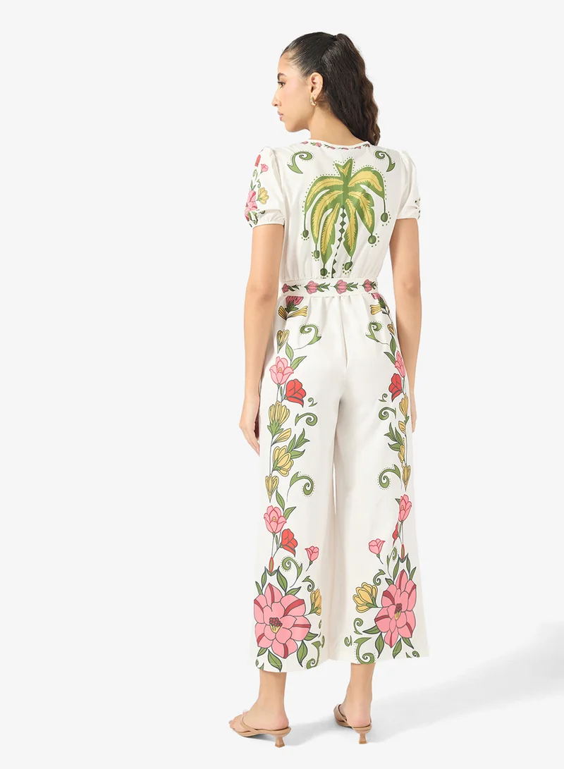 Ginger Floral Print Plunge Neck Jumpsuit