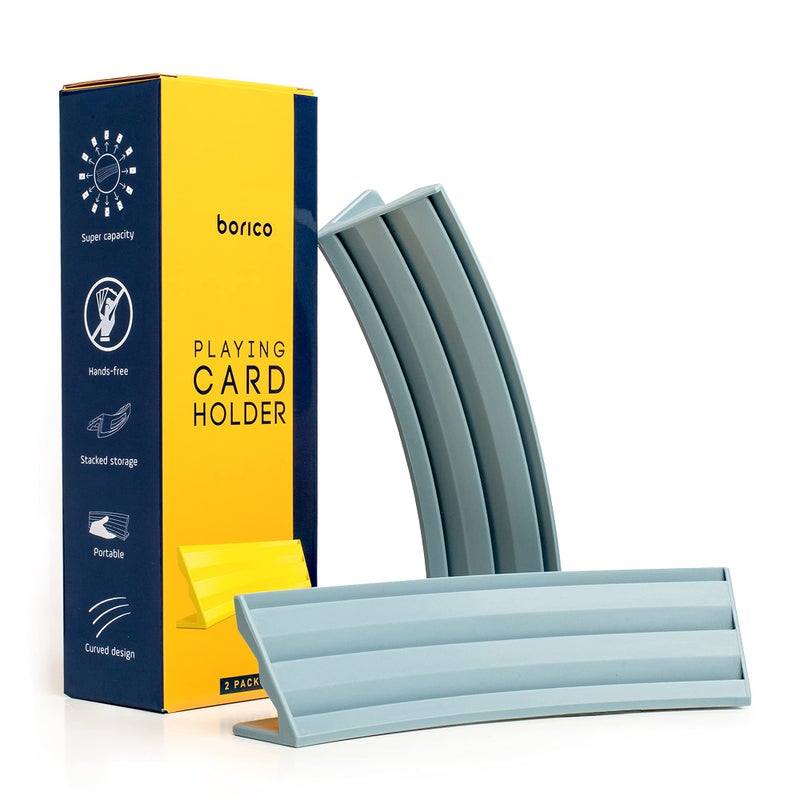BORICO Card Holders for Playing Cards 2 Pack Playing Card Holder for Kids and AdultsStackable Storage Game Card Tray with a Travel PouchGray - Image 2