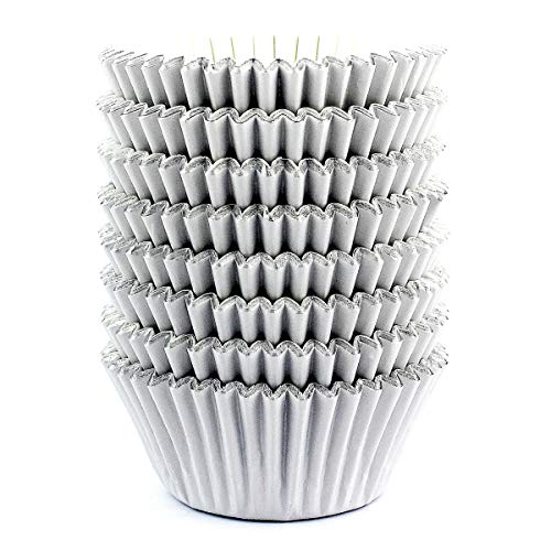 Eoonfirst Light Gray Foil Cupcake Case Liners Baking Muffin Paper Cups 198 Pcs - Image 1