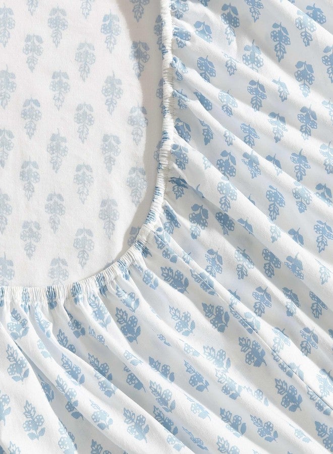 LAURA ASHLEY لورا آشلي - مجموعة ملاءات كاملة، مجموعة بياضات قطنية بيركال، خفيفة الوزن وقابلة للتنفس لتزيين المنزل (فرانشيسكا زرقاء، كاملة) - Image 4