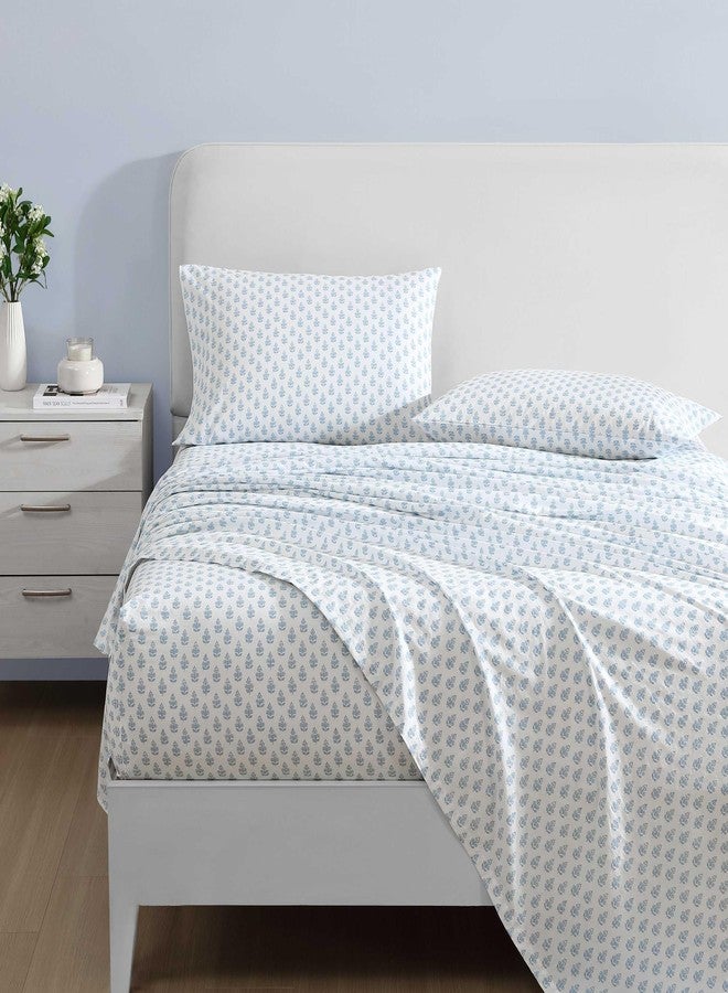 LAURA ASHLEY لورا آشلي - مجموعة ملاءات كاملة، مجموعة بياضات قطنية بيركال، خفيفة الوزن وقابلة للتنفس لتزيين المنزل (فرانشيسكا زرقاء، كاملة) - Image 3