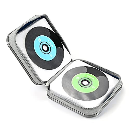 UENTIP CD Case for Car,48 Capacity DVD Case Portable Zipper Holder Large Storage CD Wallet CD Organizer Home Travel (Dark Blue, 48) - Image 5