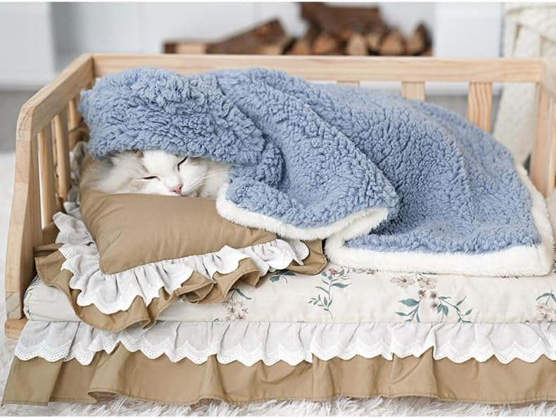KASTWAVE Natural material Warm Dog Winter Coat with Hood,Thick Fleece Pet Cape Blanket for Small and Medium Dogs & Cats, Winter Jacket for Outdoor Cold Weather, Soft and Cozy (Blue, Medium) Elegant practical multi-option build - Image 2