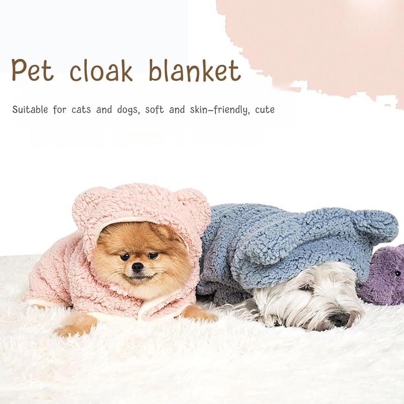 KASTWAVE Natural material Warm Dog Winter Coat with Hood,Thick Fleece Pet Cape Blanket for Small and Medium Dogs & Cats, Winter Jacket for Outdoor Cold Weather, Soft and Cozy (Blue, Medium) Elegant practical multi-option build - Image 3