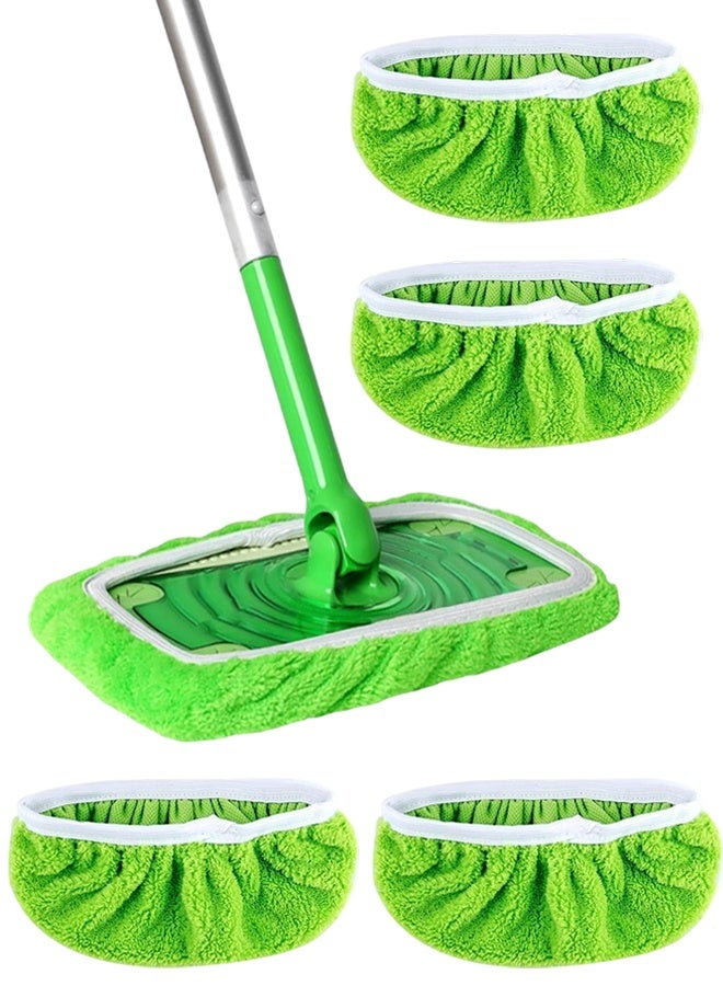 4 قطع من وسادات ممسحة من الألياف الدقيقة قابلة لإعادة الاستخدام ومتوافقة مع وسادات ممسحة مبللة قابلة للغسل، وسادة إعادة تعبئة لممسحة مبللة مزدوجة الغرض لممسحات تنظيف مقاس 10-12 بوصة - Image 1