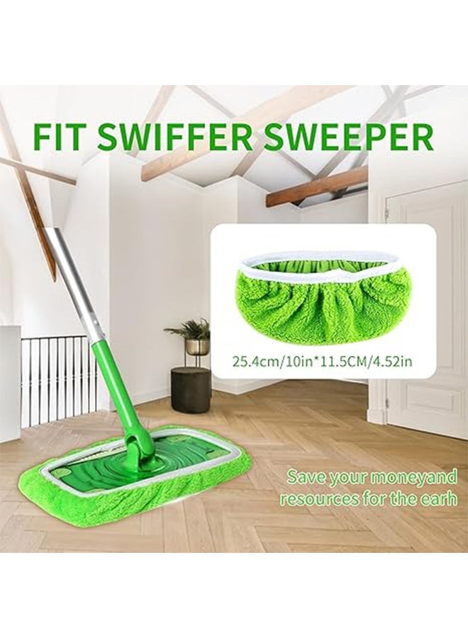 4 قطع من وسادات ممسحة من الألياف الدقيقة قابلة لإعادة الاستخدام ومتوافقة مع وسادات ممسحة مبللة قابلة للغسل، وسادة إعادة تعبئة لممسحة مبللة مزدوجة الغرض لممسحات تنظيف مقاس 10-12 بوصة - Image 2