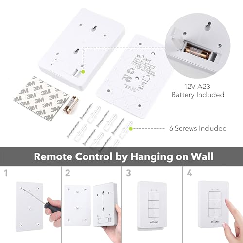 BN-LINK Mini Wireless Wall-Mounting Remote Control Outlet Switch Power Plug in for Household Appliances, Wireless Remote Light Switch, LED Light Bulbs, White (3 Outlets) - Image 5