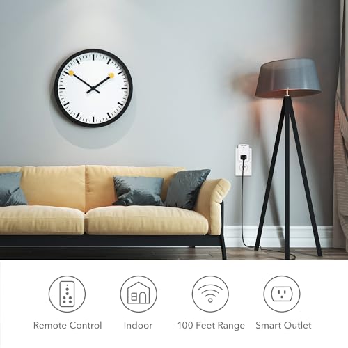 BN-LINK Mini Wireless Wall-Mounting Remote Control Outlet Switch Power Plug in for Household Appliances, Wireless Remote Light Switch, LED Light Bulbs, White (3 Outlets) - Image 4
