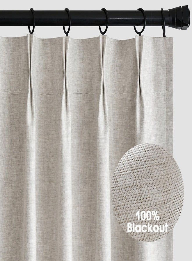 ميولي ستائر غرفة نوم معتمة من الكتان من ميولي، بطول 96 بوصة، عازلة للحرارة، تحجب الضوء، مزودة بثنيات أنيقة، مع حلقات تثبيت خلفية، مناسبة لغرف النوم الريفية، طقم من قطعتين، لون خشب البتولا - Image 2