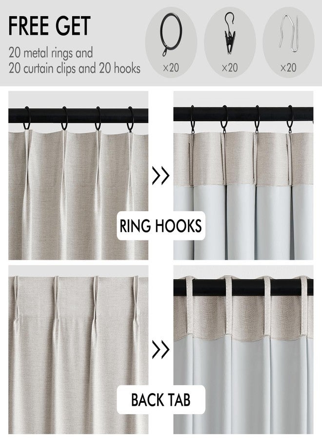 ميولي ستائر غرفة نوم معتمة من الكتان من ميولي، بطول 96 بوصة، عازلة للحرارة، تحجب الضوء، مزودة بثنيات أنيقة، مع حلقات تثبيت خلفية، مناسبة لغرف النوم الريفية، طقم من قطعتين، لون خشب البتولا - Image 4