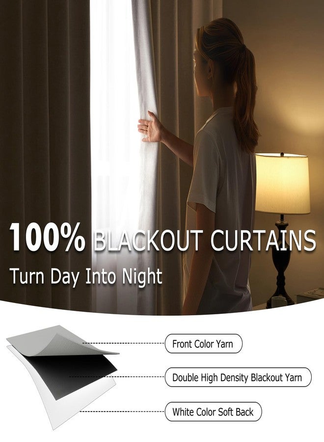 ميولي ستائر غرفة نوم معتمة من الكتان من ميولي، بطول 96 بوصة، عازلة للحرارة، تحجب الضوء، مزودة بثنيات أنيقة، مع حلقات تثبيت خلفية، مناسبة لغرف النوم الريفية، طقم من قطعتين، لون خشب البتولا - Image 3