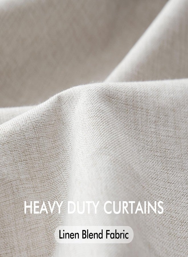 ميولي ستائر غرفة نوم معتمة من الكتان من ميولي، بطول 96 بوصة، عازلة للحرارة، تحجب الضوء، مزودة بثنيات أنيقة، مع حلقات تثبيت خلفية، مناسبة لغرف النوم الريفية، طقم من قطعتين، لون خشب البتولا - Image 5